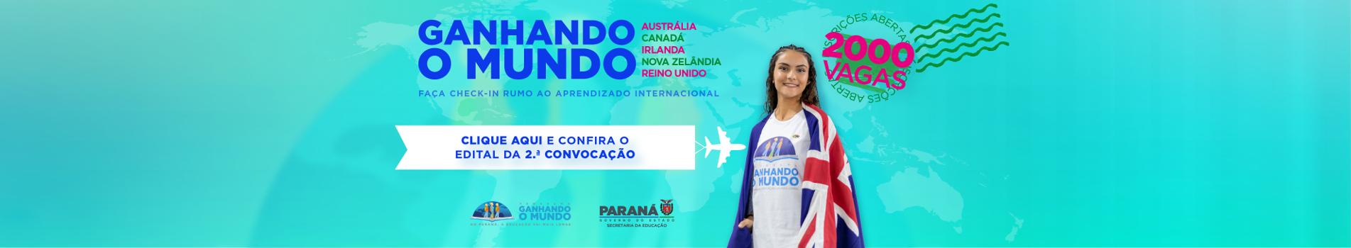 Banner do Ganhando o Mundo - 2ª convocação do processo de seleção - modalidade High School
